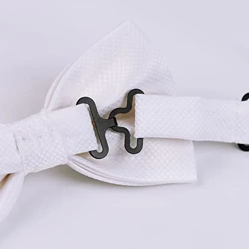 Alizeal Mens Solid Mini Squares Formal Banded Bow Ties (White) | Adjustable Strap, Wrinkle-Resistant thumbnail 5