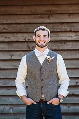 Alizeal Mens Solid Mini Squares Formal Banded Bow Ties (White) | Adjustable Strap, Wrinkle-Resistant thumbnail 6