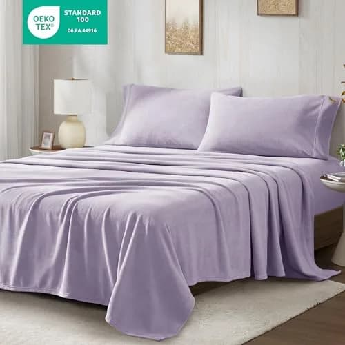 True North by Sleep Philosophy Micro Fleece Sheets Twin Size Bed Set 3 Piece Lavender | Ultra-Soft Cozy Winter Bedding thumbnail 2