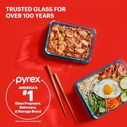 Pyrex Simply Store 7-Pack Glass Food Storage Containers Set with Lids 1.9L (7-Cup) | Airtight & Leak-Resistant for Kitchen & Pantry thumbnail 6