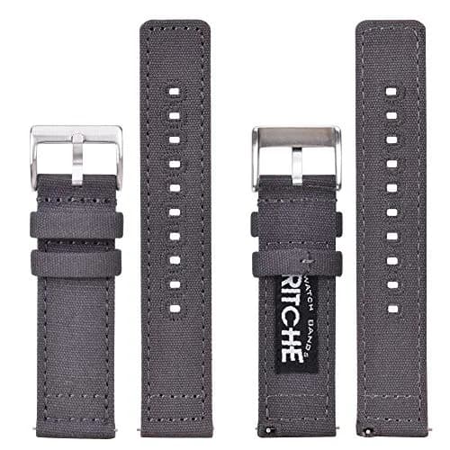 Ritche 22mm Canvas Watch Band Replacement | Quick Release, Vintage Style, Breathable Cotton (160mm) | Suitable for Men & Women thumbnail 3