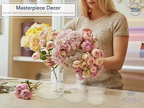Royal Imports Acrylic Cylinder Flower Vase 5"x5" | Non-Breakable, Clear, Modern thumbnail 2