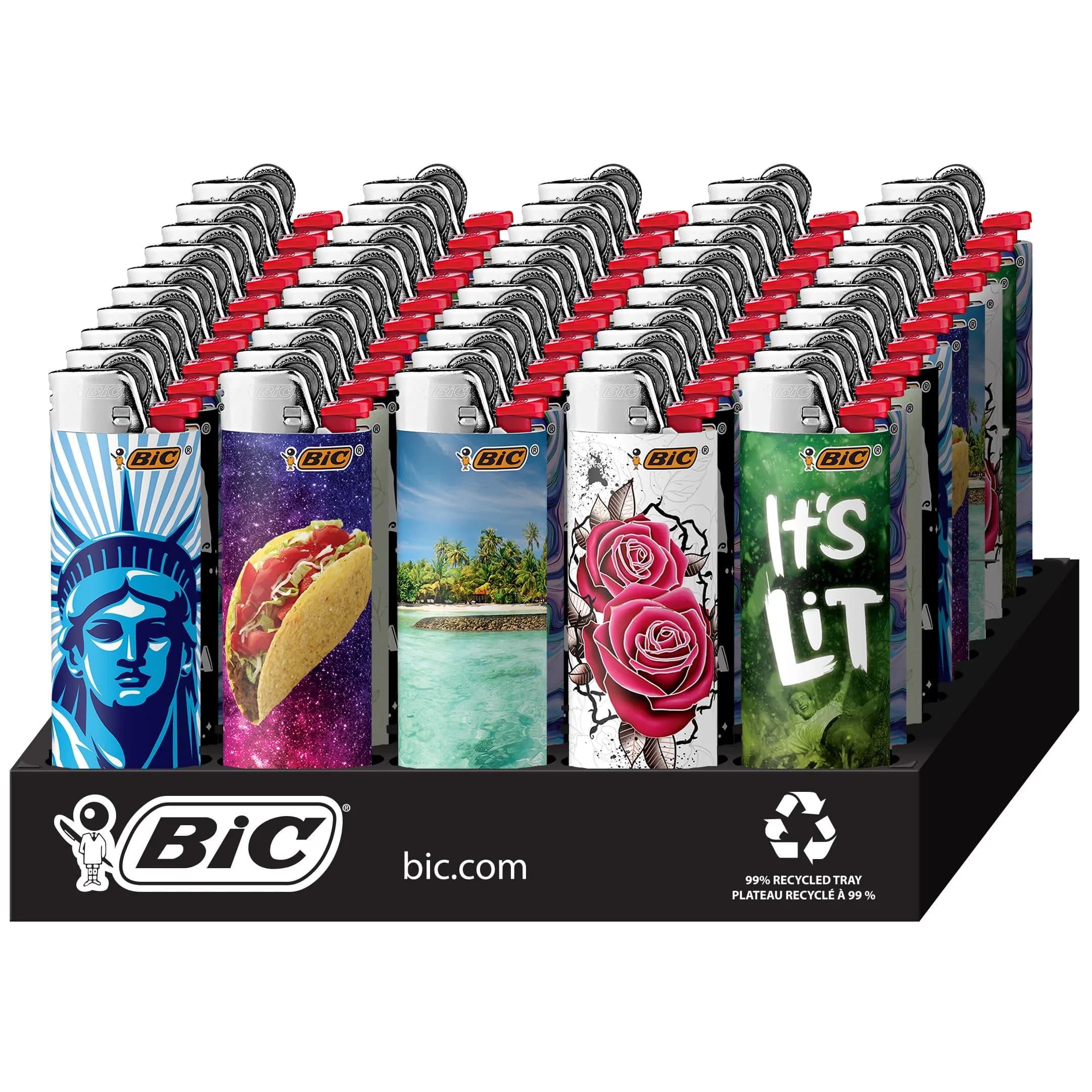 BIC Pocket Lighter Special Edition Favorites Collection Assorted Designs 50 Count | Long-lasting, Child-Resistant, Unique Styles — Assorted