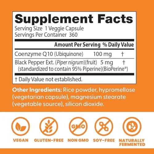 Doctor's Best High Absorption CoQ10 with BioPerine 100 mg 360 Veggie Capsules | Heart Health & Energy Production thumbnail 2