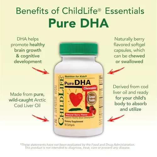 ChildLife Essentials Pure DHA for Kids, Berry, 90 Softgels (Pack of 3) | Supports Brain Growth & Focus thumbnail 5
