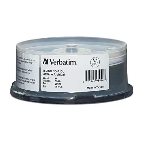 Verbatim M DISC BD-R DL 50GB 8X with Branded Surface | 25pk Spindle, White thumbnail 1