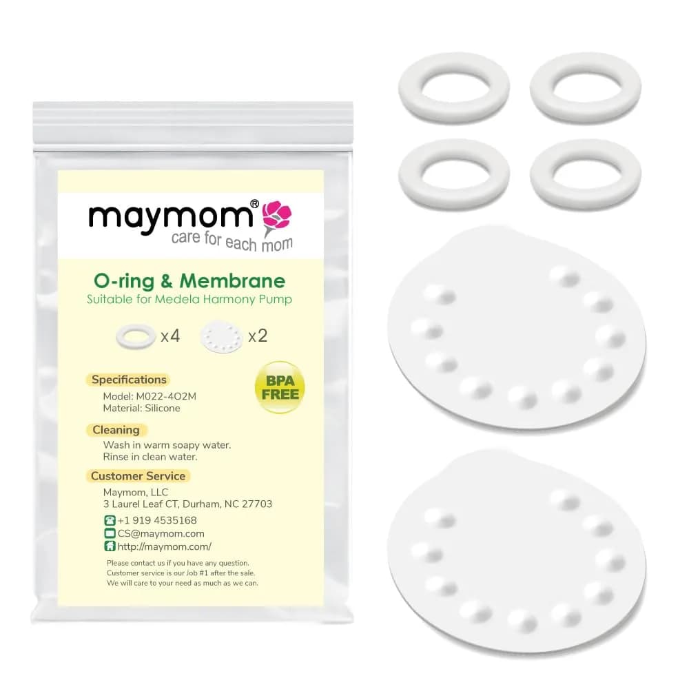Maymom Replacement O-Rings & Membranes for Medela Harmony Manual Pump | 6 Count (4 O-Rings, 2 Membranes) — 4 O-Rings 2 Membranes