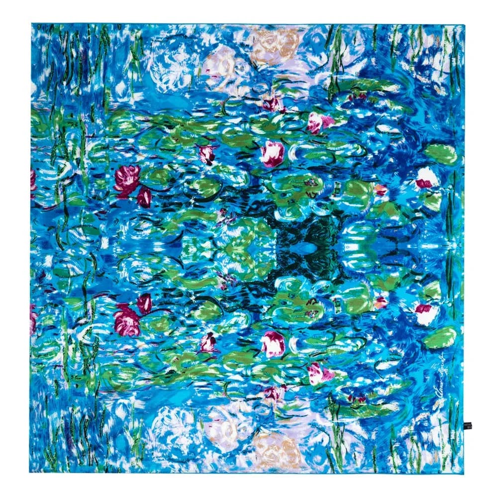 Salutto Women Square Scarf Silk Blue Lotus Virgin Printed Mulberry Silk Scarves | Artful Van Gogh Design (70-120 chars)