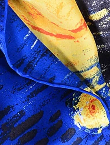 Salutto Women 100% Silk Scarves Van Gogh Starry Night | Artistic Silk Accessory for Women thumbnail 5