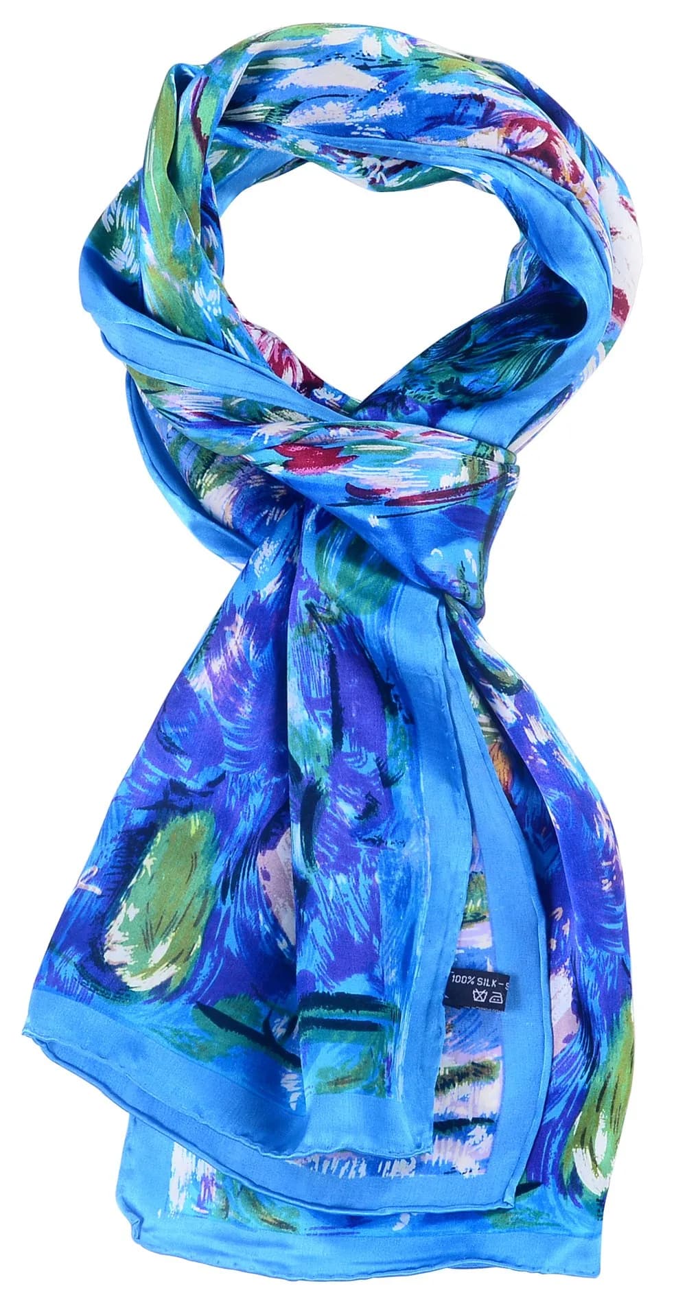 Salutto Women 100% Silk Scarves PaintedLotus Pond Scarf | Floral Artwork on Silk Charmeuse