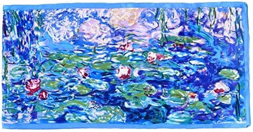 Salutto Women 100% Silk Scarves PaintedLotus Pond Scarf | Floral Artwork on Silk Charmeuse thumbnail 3