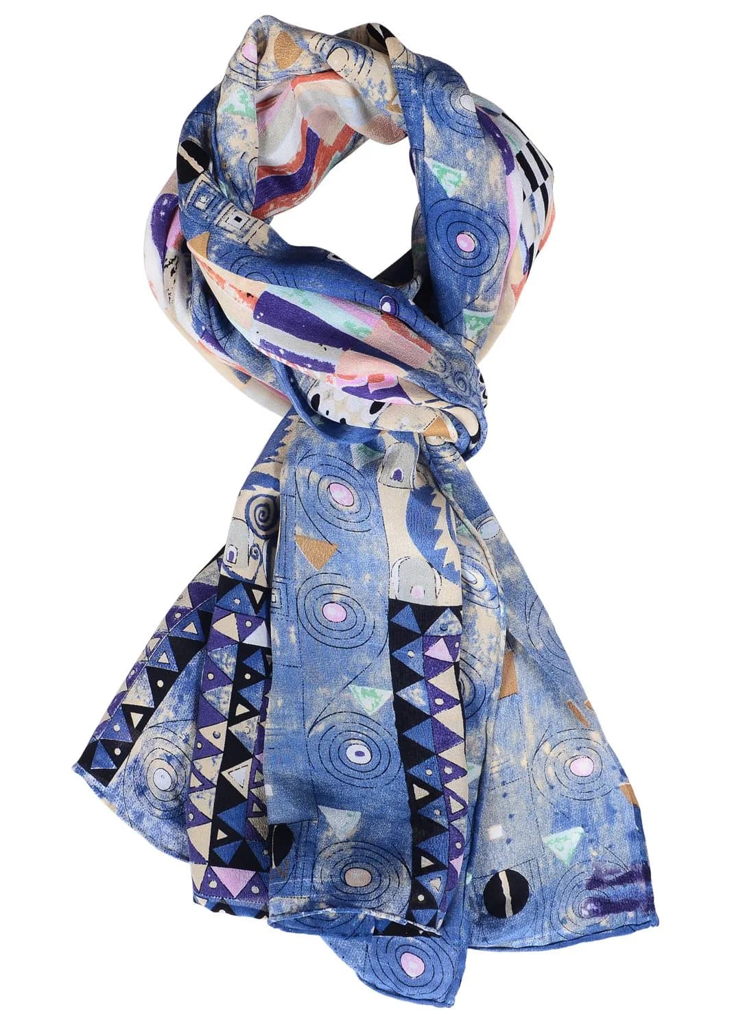 Salutto Blue Silk Scarf | Van Gogh Painted Art, 60x16.5in, Perfect for Elegant Occasions