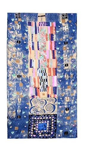 Salutto Blue Silk Scarf | Van Gogh Painted Art, 60x16.5in, Perfect for Elegant Occasions thumbnail 3