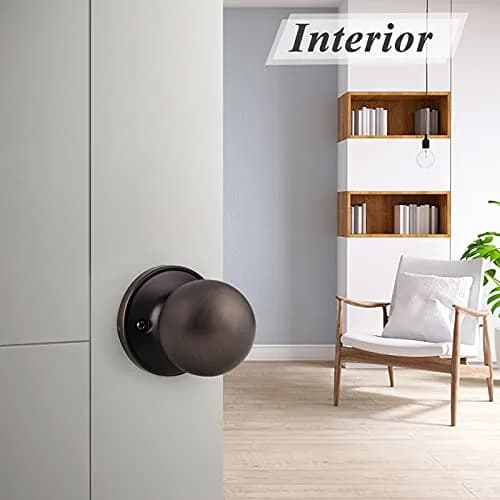 Probrico Passage Door Knobs without Key in Oil Rubbed Bronze, 1 Pack | Adjustable Latch for 2-3/8" or 2-3/4" Backset thumbnail 3