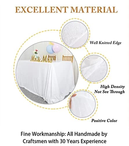 ShinyBeauty White Sequin Tablecloth 60" x 102" | Elegant Wedding & Party Decor thumbnail 5
