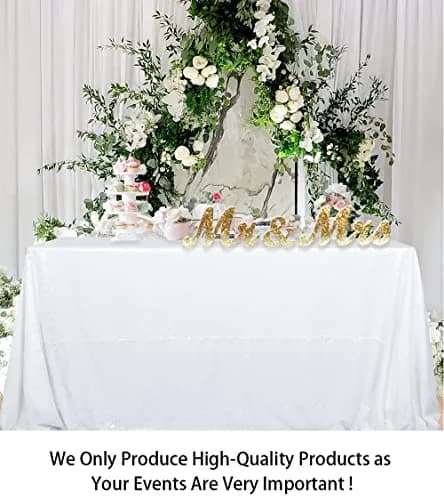 ShinyBeauty White Sequin Tablecloth 60" x 102" | Elegant Wedding & Party Decor thumbnail 2