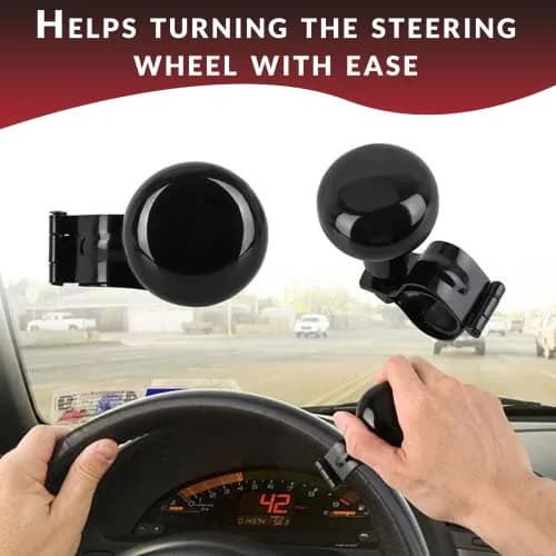 Zento Deals Black Steering Wheel Spinner in India | Universal Fit Power Handle (15 inches) thumbnail 2