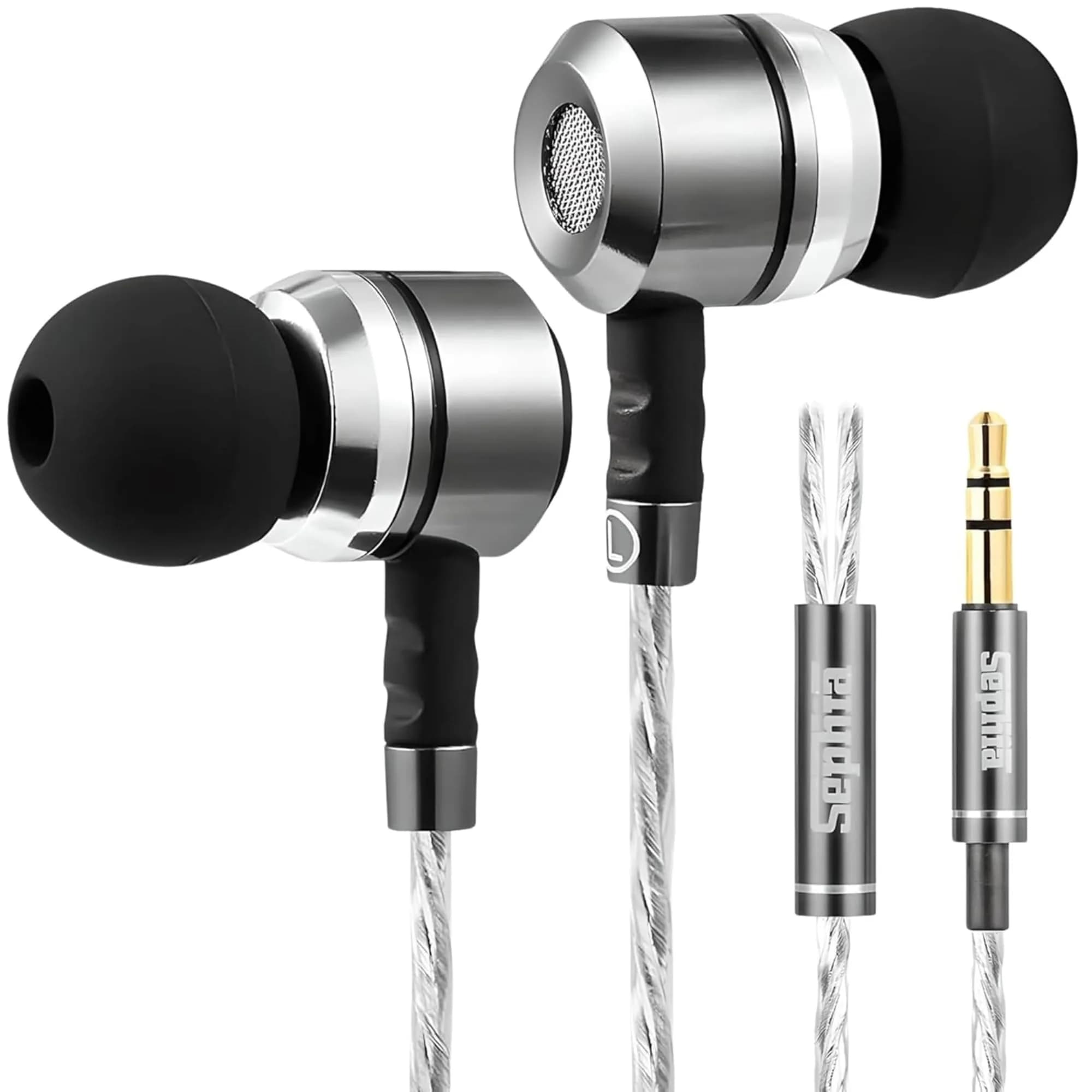 Sephia SP3060 Wired In-Ear Headphones with 10mm Neodymium Drivers, 1.2m Cord, 3.5mm Jack | Bass Driven Audio for Music & Calls — Black