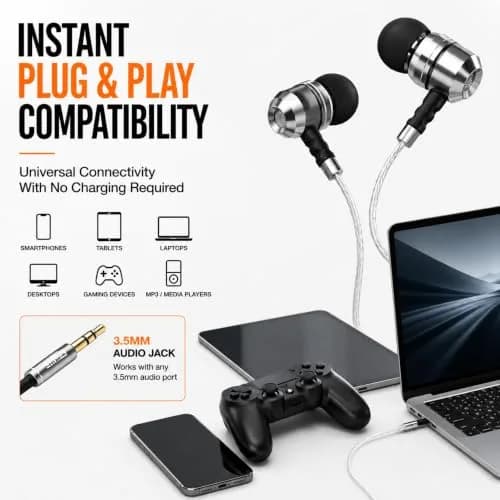 Sephia SP3060 Wired In-Ear Headphones with 10mm Neodymium Drivers, 1.2m Cord, 3.5mm Jack | Bass Driven Audio for Music & Calls thumbnail 8