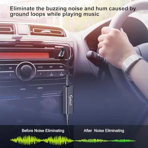 Smof Upgraded Ground Loop Noise Isolator with 3.5mm Cable, Black | Eliminates Buzzing Noise thumbnail 6