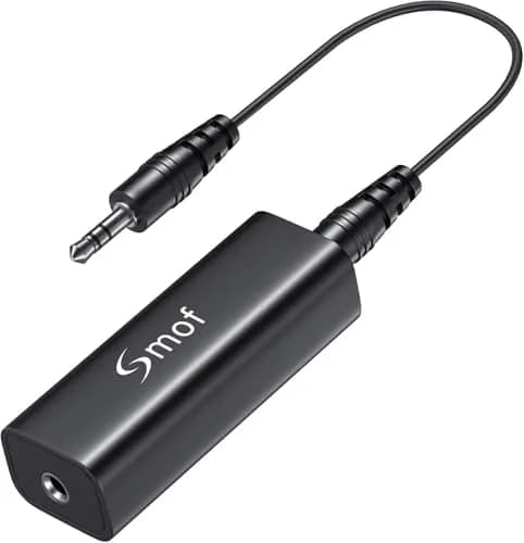 Smof Upgraded Ground Loop Noise Isolator with 3.5mm Cable, Black | Eliminates Buzzing Noise thumbnail 1