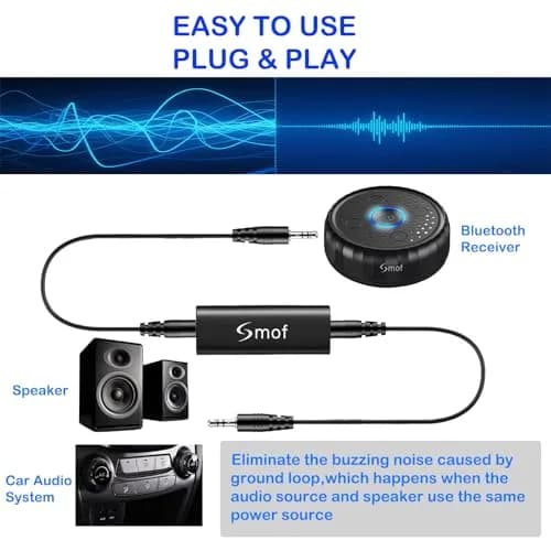 Smof Upgraded Ground Loop Noise Isolator with 3.5mm Cable, Black | Eliminates Buzzing Noise thumbnail 8