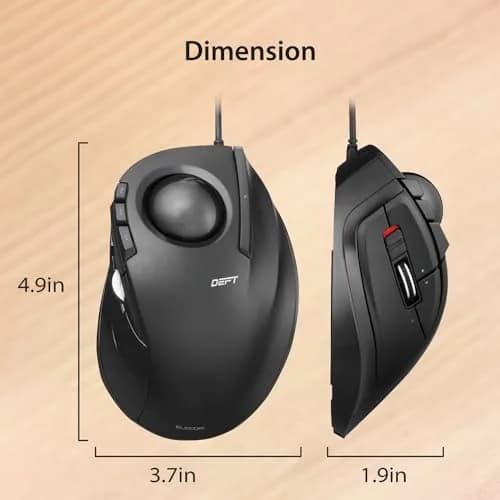 ELECOM DEFT Trackball Mouse Wired Finger Control 8-Button Function 94.7mm x 124.4mm x 47.9mm thumbnail 7