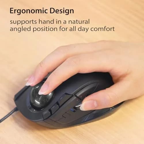 ELECOM DEFT Trackball Mouse Wired Finger Control 8-Button Function 94.7mm x 124.4mm x 47.9mm thumbnail 3