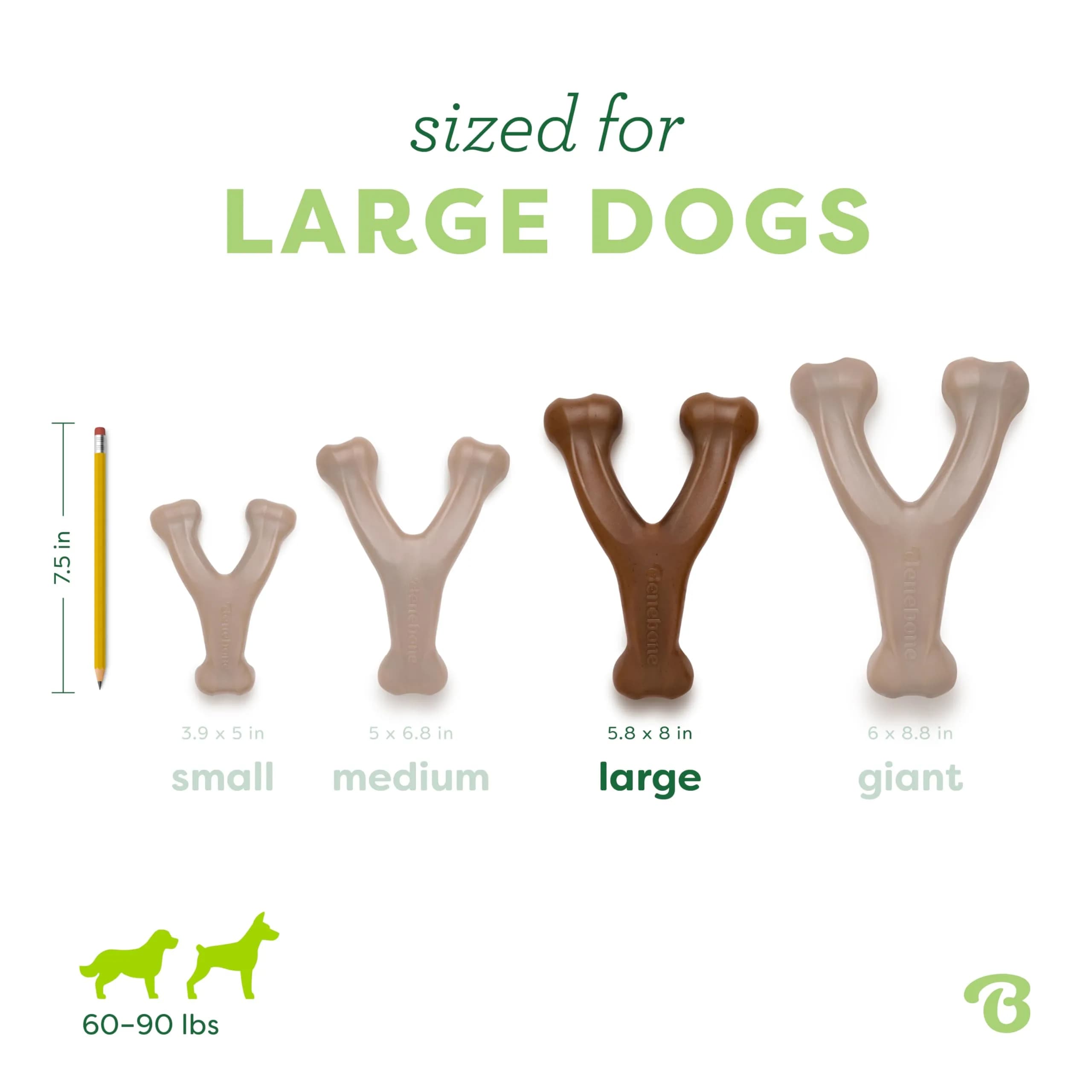 Benebone Wishbone Durable Dog Chew Toy for Aggressive Chewers, Real Peanut, 204 g (0.45 lb) | Made in USA, Large - view 4