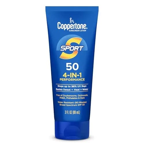 Coppertone Sport Mineral Sunscreen Lotion SPF 50, 148ml (5 Fl Oz) | High Performance Protection — 3 Fl Oz / SPF 50