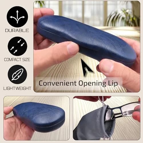 MyEyeglassCase Men Hard Eyeglass Case | Slim Navy Blue Shell for Small to Medium Frames thumbnail 4