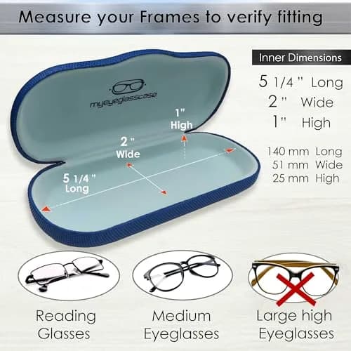MyEyeglassCase Men Hard Eyeglass Case | Slim Navy Blue Shell for Small to Medium Frames thumbnail 5