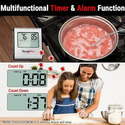 TempPro TP16 Large LCD Digital Meat Thermometer with Stainless Steel Probe | Cooks Meats Perfectly Every Time thumbnail 3