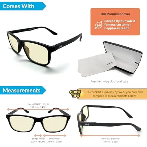 J+S Blue Light Blocking Glasses Rectangular Black Frame | 45mm Lens Width (1.77 in) thumbnail 4