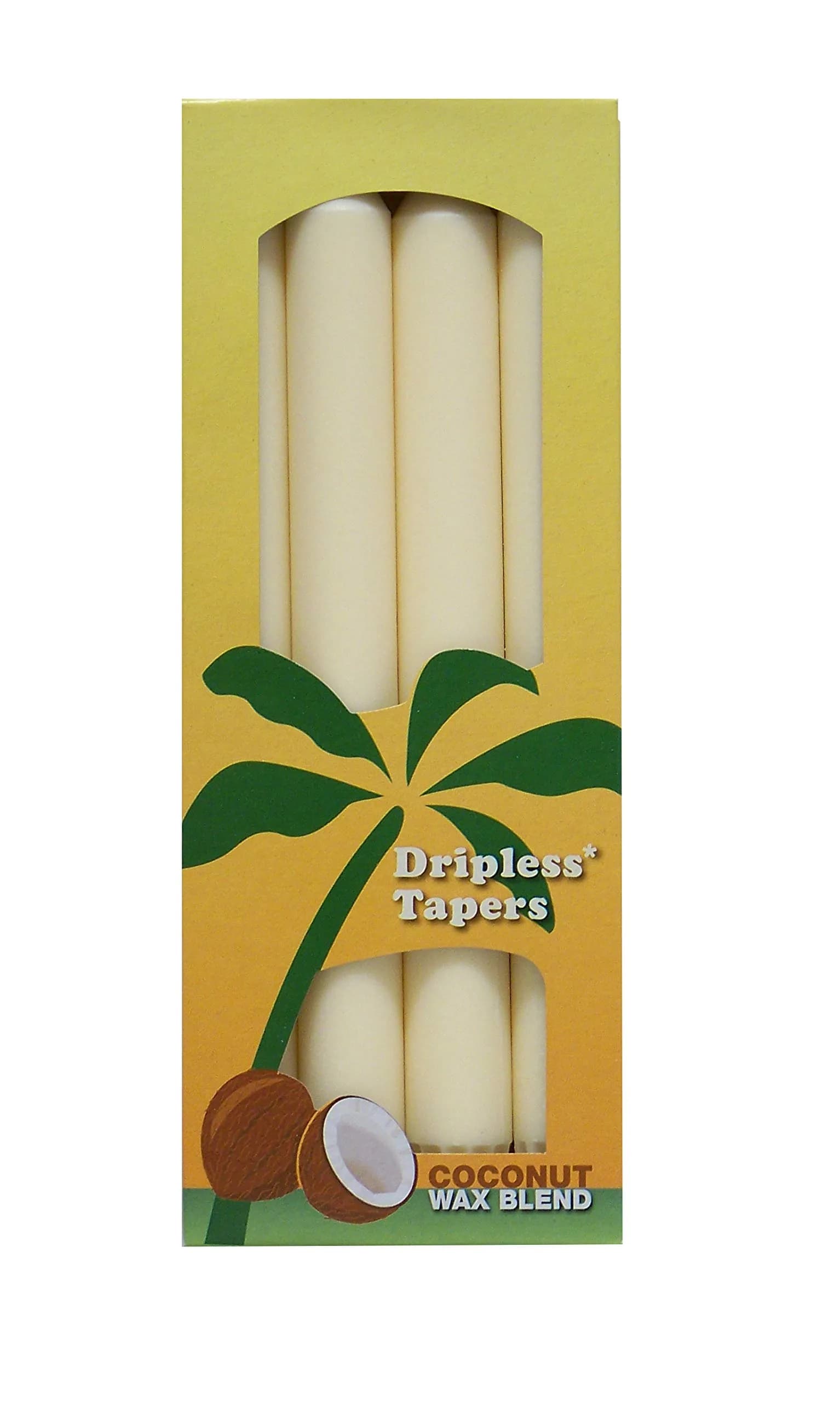 Aloha Bay Coconut Taper Candle 4-Pack |Cream |Dripless, Unscented | 9 Inch, 9 Hours - main product image