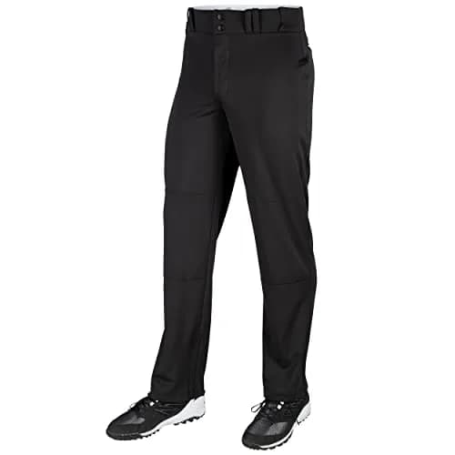 Champro Adult Triple Crown OB Open-Bottom Loose-Fit Baseball Pant in Solid Color with Adjustable Inseam and Reinforced Sliding Areas, Black, Large thumbnail 1