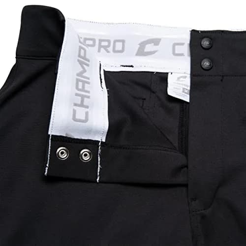 Champro Adult Triple Crown OB Open-Bottom Loose-Fit Baseball Pant in Solid Color with Adjustable Inseam and Reinforced Sliding Areas, Black, Large thumbnail 5