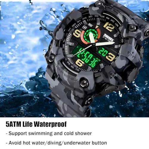 Gosasa Men's Multi-Function Military Sports Watch 51mm (2.01 in) | Dual Time Analog-Digital Alarm Chronograph thumbnail 4