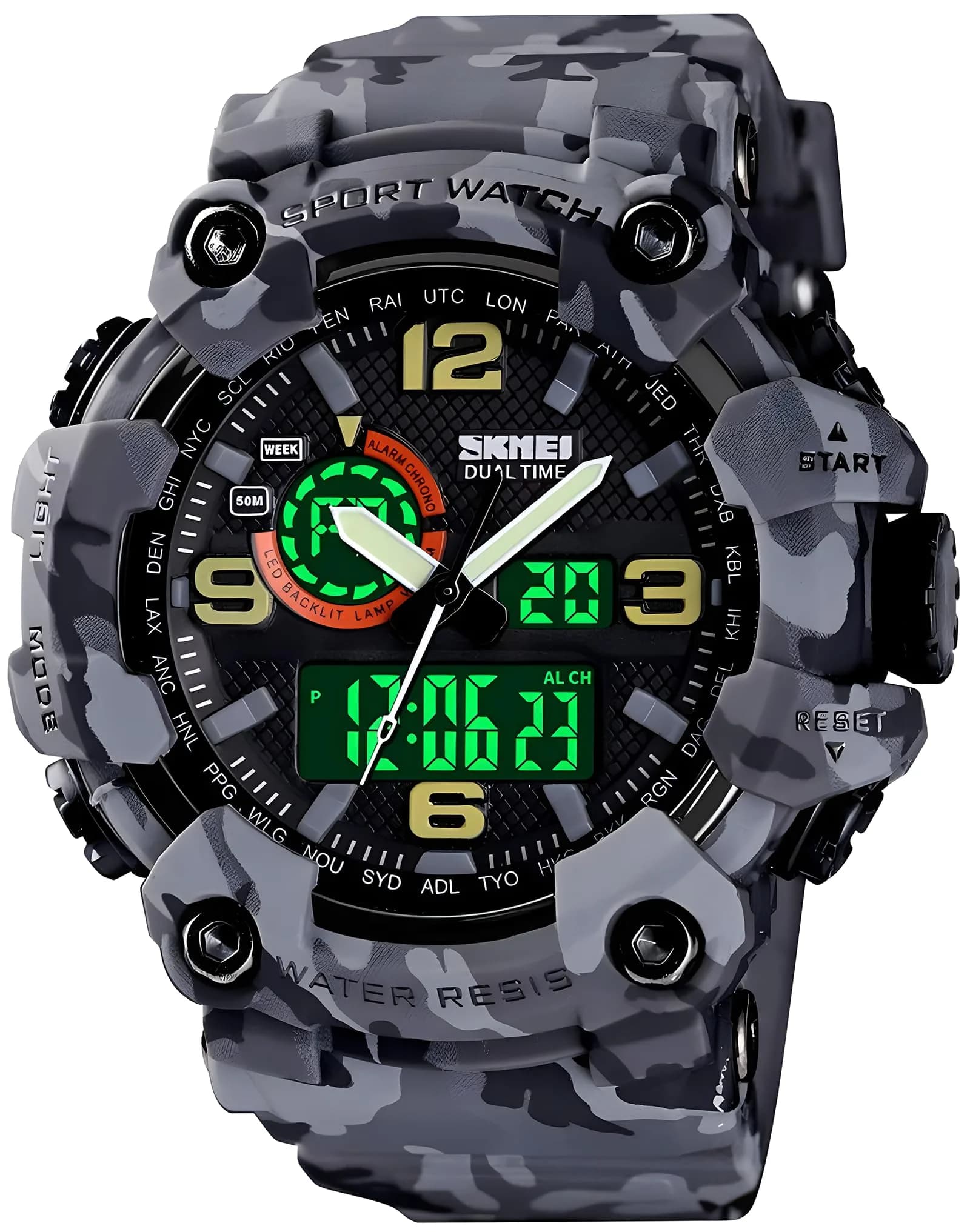 Gosasa Men's Multi-Function Military Sports Watch 51mm (2.01 in) | Dual Time Analog-Digital Alarm Chronograph - main product image