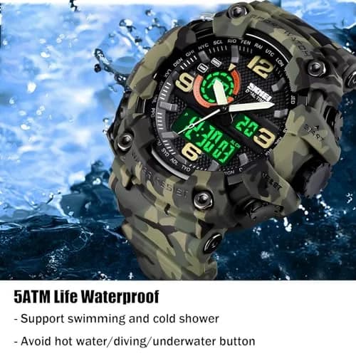 Gosasa Men's Large Face Outdoor Sports Watch 56mm (2.2in) | Dual Time Analog-Digital Display thumbnail 4