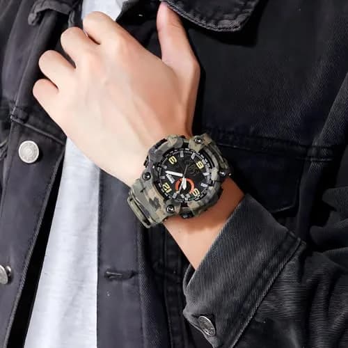 Gosasa Men's Large Face Outdoor Sports Watch 56mm (2.2in) | Dual Time Analog-Digital Display thumbnail 2
