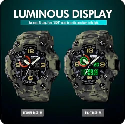 Gosasa Men's Large Face Outdoor Sports Watch 56mm (2.2in) | Dual Time Analog-Digital Display thumbnail 3