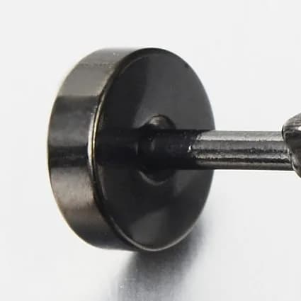 COOLSTEELANDBEYOND 10MM Black Screw Stud Earrings | Unisex Steel Gauge Illusion thumbnail 3