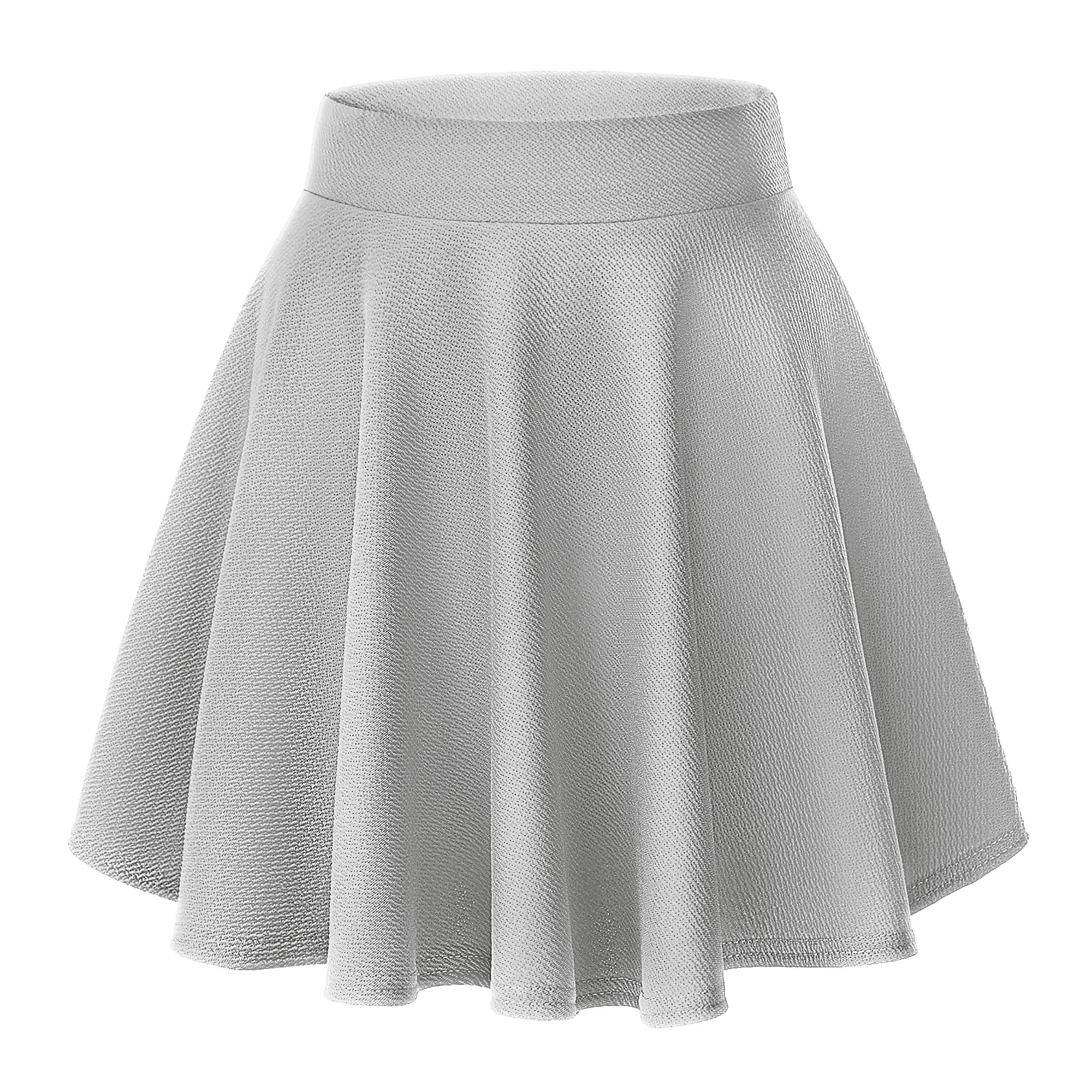 Urban CoCo Women's Basic Versatile Stretchy Flared Casual Mini Skater Skirt (Grey, M) | Comfortable & Stylish