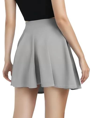 Urban CoCo Women's Basic Versatile Stretchy Flared Casual Mini Skater Skirt (Grey, M) | Comfortable & Stylish thumbnail 6