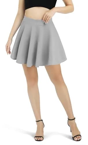Urban CoCo Women's Basic Versatile Stretchy Flared Casual Mini Skater Skirt (Grey, M) | Comfortable & Stylish thumbnail 3
