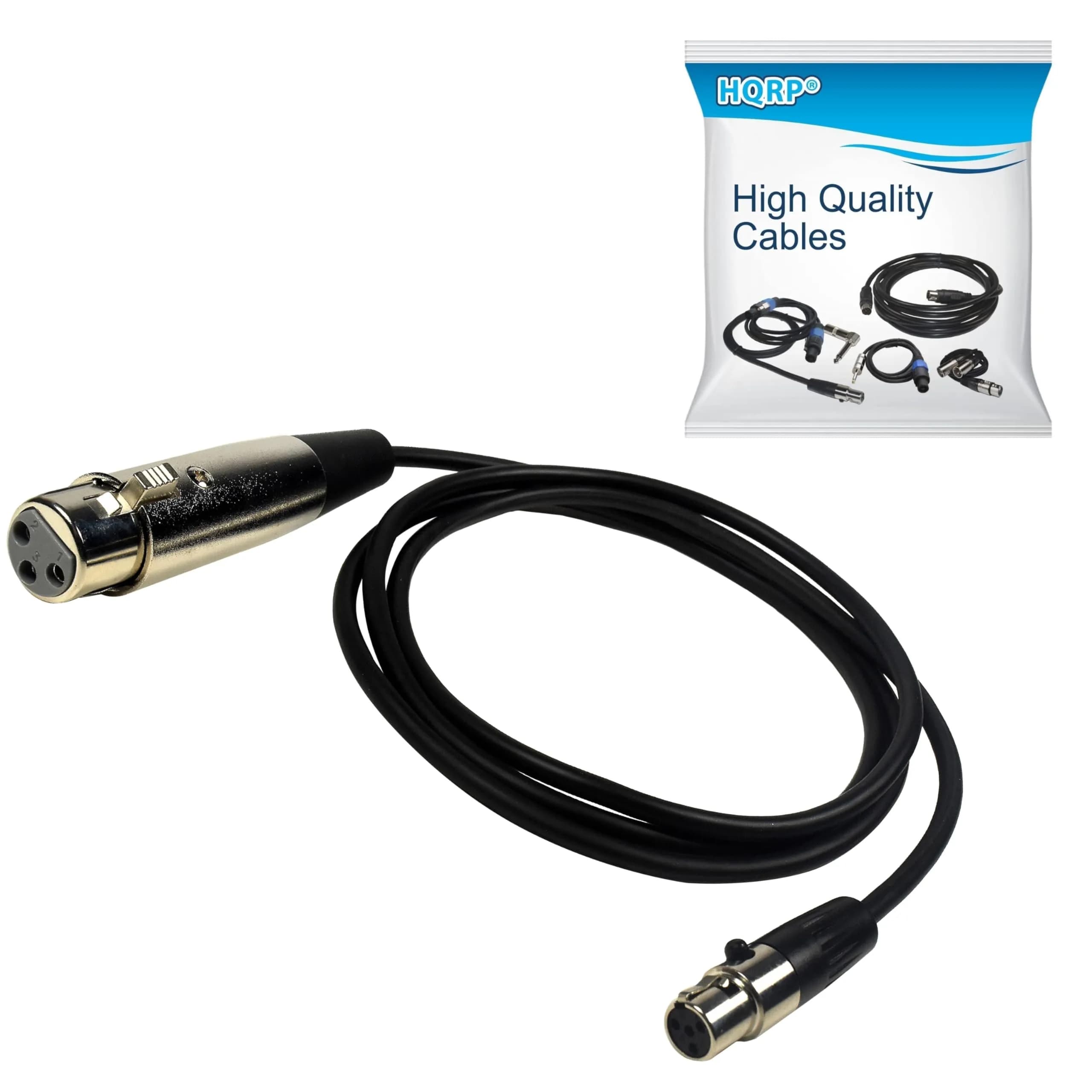 HQRP 4-Pin Mini TA4F to XLR Female Microphone Adapter Cable 1.2m (4ft) | Balanced Audio for Shure Wireless Systems — Black