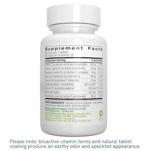 Igennus High Absorption Super B-Complex Tablets 60 Count (2 Month Supply) | Methylated B Vitamins for Energy & Mood thumbnail 6