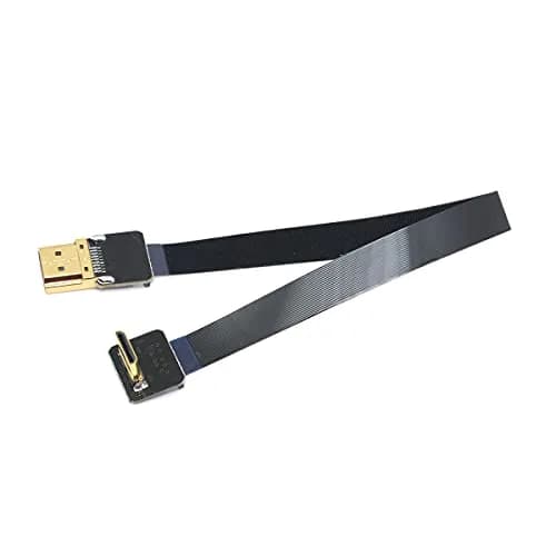 cablecc 90 Degree Down Angled Mini HDMI to HDMI FPC Flat Cable 50cm (1.6ft) | Soft & Flexible for Aerial Photography Drones thumbnail 1