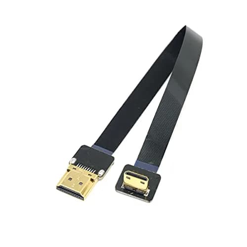 cablecc 90 Degree Down Angled Mini HDMI to HDMI FPC Flat Cable 50cm (1.6ft) | Soft & Flexible for Aerial Photography Drones thumbnail 2